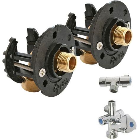 Pack sortie de cloison FIXOPLAC évier coudé PER à sertir Ø16 - M 3/8" (12/17) + 2 robinets pour plaque alvéolaire - Somatherm (1/5)