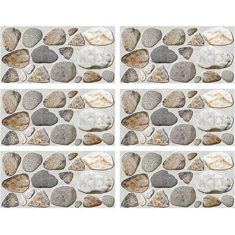 6 Feuilles De Galets Stickers Muraux Vinyle Auto- Adhésif Amovible Mur De Galets Peintures Murales pour La Cuisine Salle De Bains 30X15cm (1/5)