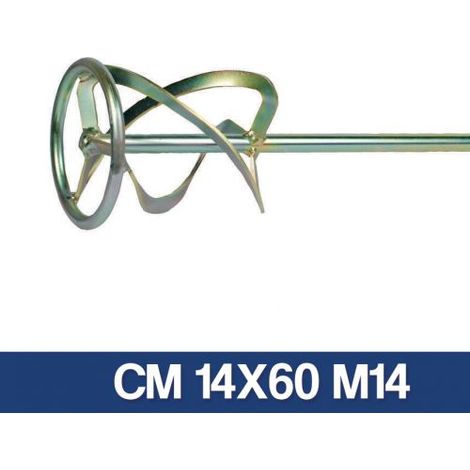 MISCELATORE FRUSTA AGITATORE VERNICE MESCOLA PITTURA COLLA MALTA AD ELICA 25547 CM 14X60 M14 (35273) (1/3)