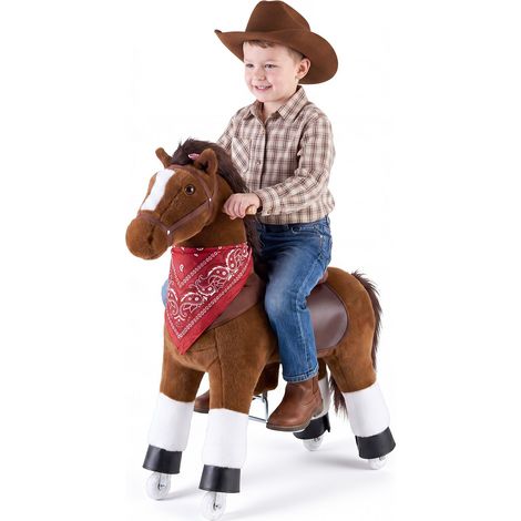 VEVOR Cavallo Cavalcabile per Bambini, Cavallo Cavalcabile con Ruote Scorrevoli, Senza Batterie, Anello Anti-Ribaltamento, Sedile Rialzato, Maniglie e Pedali, Carico Massima 80 kg, Per Bambini 6+ Anni (1/5)