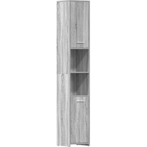 Armadio da bagno moderno con ampio spazio di archiviazione 30 x 30 x 183,5 cm in legno grigio 020048176