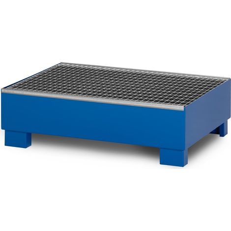 RR Industrietechnik Auffangwanne aus Stahl für 2x 200 Liter Fass mit Gitterrost RAL 5010 enzianblau