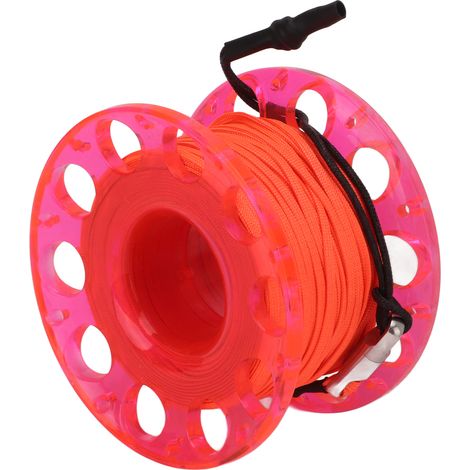 Bobine de plongée doigt avec clip inox 30m ligne orange pour exploration sous-marine grotte épave pêche Bobine rouge (1/5)