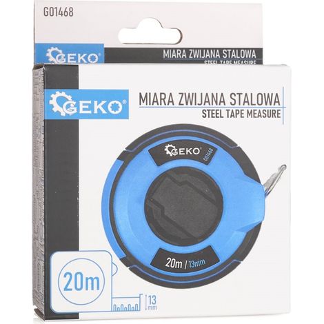 mètre ruban geko g01468 acier 20 m 13 mm