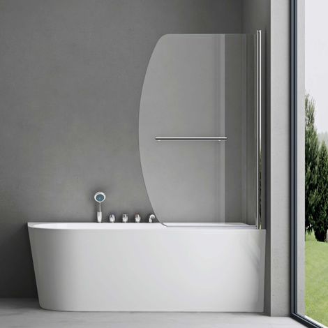 doporro Paroi de Baignoire 95 x 140 cm Pare Baignoire 1 Volet Montage Réversible Verre Trempé 6mm Transparent Cortona112