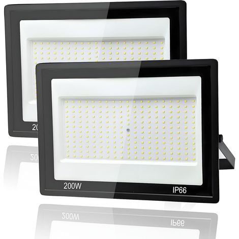 2 Pièces Projecteur LED Extérieur 300W, 1M Câble Blanc Froid 6500K Projecteur LED, Spot led Extérieur IP66 Étanche, pour Jardins, Terrasses, Cours, Balcons, Parcs, Garages, Usines, Carré