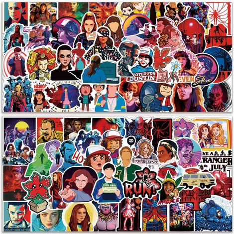 Pegatinas de PVC de Stranger Things, pegatinas de vinilo, 5-7 cm, paquete de 50/100/150/200 unidades, decorativas, impermeables, divertidas, kawaii (1/5)