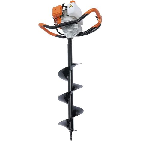 52CC 2 Takt Erdlochbohrer Erdbohrgerät Kit Pfahlbohrer Erdbohrer Pfahlbohrer Benzin + 3 Bohrer 4" 6" 8"