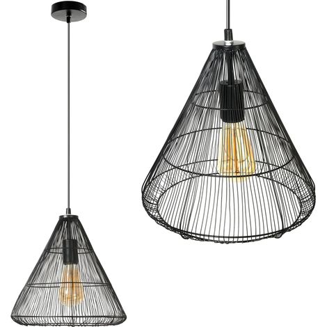 LAMPADA A SOSPENSIONE LH2065 LOFT NERO CONO 1-PUNTI LUCE E27 30X30X28-118CM REGOLABILE (1/5)