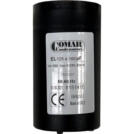 Condensateur de démarrage 125uF à 160uF 320V – Cosses FASTON – Pour moteur monophasé 50/60Hz – Température -45°C à +65°C – Comar (1/4)