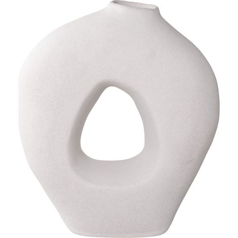 Vaso in ceramica bianca forma organica con apertura triangolare 24×10,5×27,8 cm