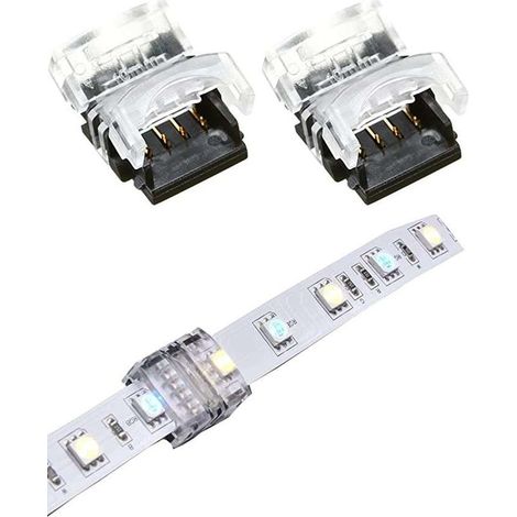 2 connettori rapidi a 4 pin da 10 mm per strisce LED RGB, adattatore per cavo con terminale senza saldatura, pratico adattatore per strisce LED a forma di ippopotamo. (1/2)