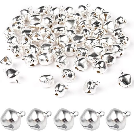 CCYKXA 50 Stück Glöckchen, 12 mm (silber), Weihnachtsglöckchen aus Metall, für die Weihnachtsdekoration zu Hause (1/5)