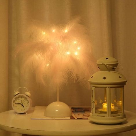 Lampe De Table En Plumes, Lampe de chevet Pour Chambre (1/5)
