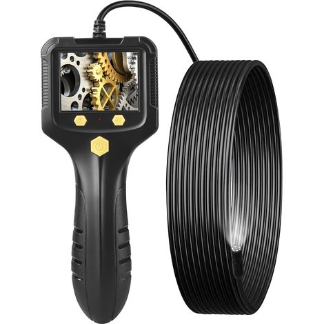 Endoscopio, telecamera di ispezione con schermo IPS da 2,4 pollici, HD 1080P, telecamera endoscopica da 2,0 megapixel con 8 LED regolabili, telecamera impermeabile IP67, cavo semirigido da 5 m, batter (1/5)