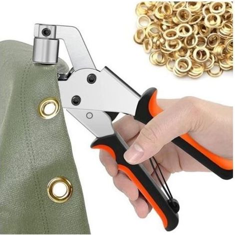 Pince à Oeillets pour Bâches, lot de 300 Oeillets (Ø 10 mm), Pince à oeillet Portable pour Tissus, Bâche, Cuir (1/5)