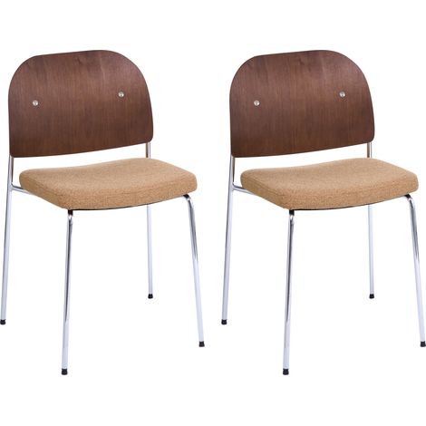 Conjunto de 2 sillas de comedor con estructura de metal asiento tapizado apilables estilo loft vintage naranja/marrón oscuro Ashcroft
