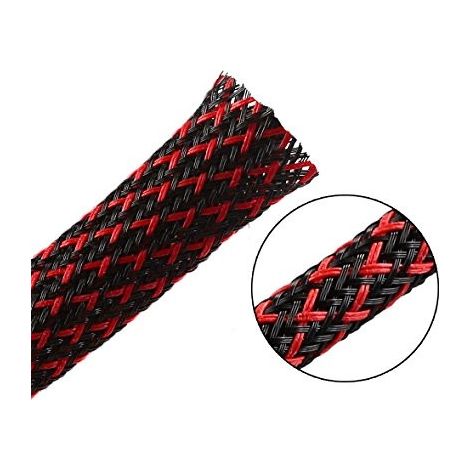 Trenza de poliéster de 4/8 mm, roja/negra, 1 MB