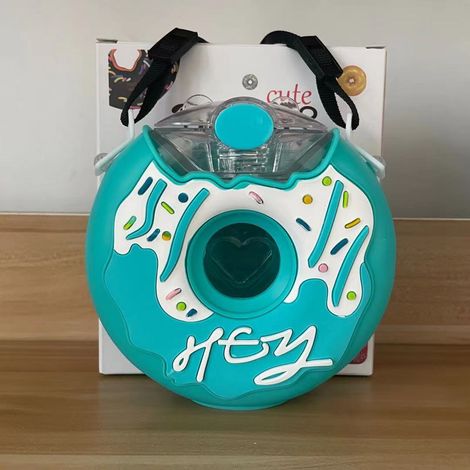 (B) Donut-Flasche 380 ml, tragbare, niedliche Kawaii-Wasserflasche mit Strohhalm und Schuh (1/5)