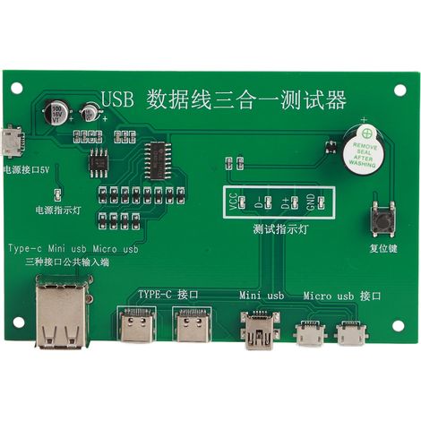 Carte de Test 3 en 1 pour Câbles USB - Vérificateur Type C, Micro USB, Mini USB avec PCB pour Diagnostic Fils de Données (1/5)