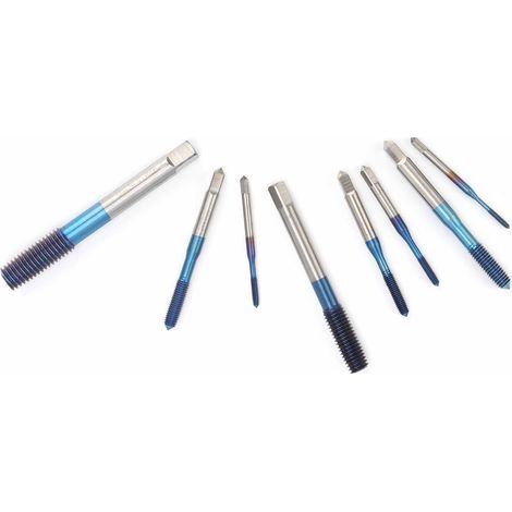 Lot de 8 forets à filetage métrique bleus pour machines à machines : M2, M2.5, M3, M4, M5, M6, M8, M10 (1/5)