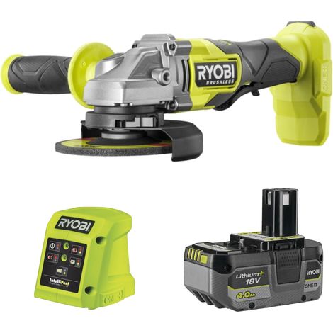 256713 Ryobi Smerigliatrice angolare senza spazzole da 125 mm RAG18BL + Batteria da 4 Ah RB1840X + 1 caricabatterie da 1,5 A RC18115 (1/5)