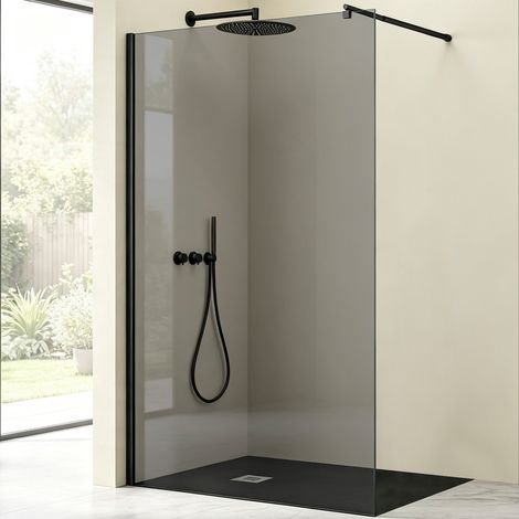 Mai & Mai Duschwand für Dusche Duschabtrennung 90x200cm Walk-In Schwarz ESG-Sicherheitsglas 8mm NANO Glas BRAM1 Bremen1VG (1/5)