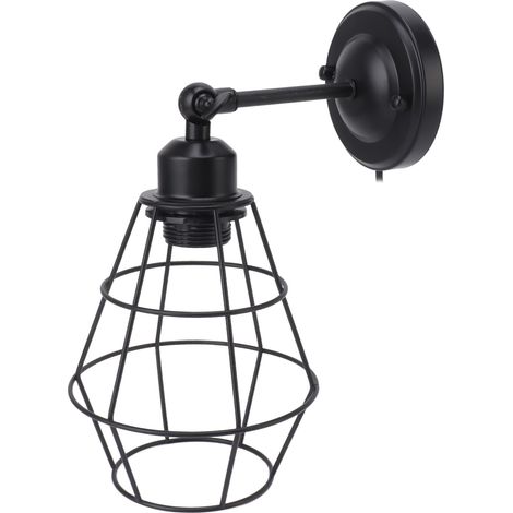 Applique murale de style industriel vintage, style ferme, avec douille E27/E26 et interrupteur, prise européenne 100-240 V. (1/5)