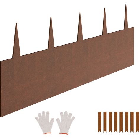 Mophorn Lot de 6 bordures de paysage en acier 40 x 8 po Résistant aux intempéries Bordure de jardin pliable avec pointe de requin pour parterres de fleurs, cour et allées (1/5)