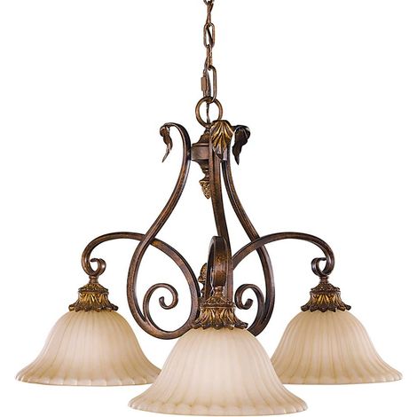 Lampadario Contemporaneo Sonoma Valley Acciaio Marrone Antico Vetro 3 Luci E27 (1/5)