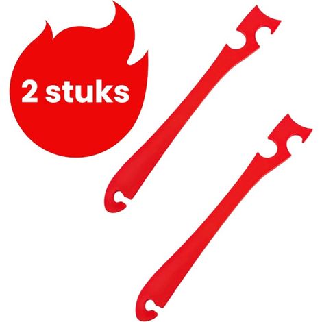 Outil de poussée-traction en 2 parties - Barre de poussée-traction pour four - Outil de poussée-traction pour grille de four - Protège des brûlures - Rouge (1/5)