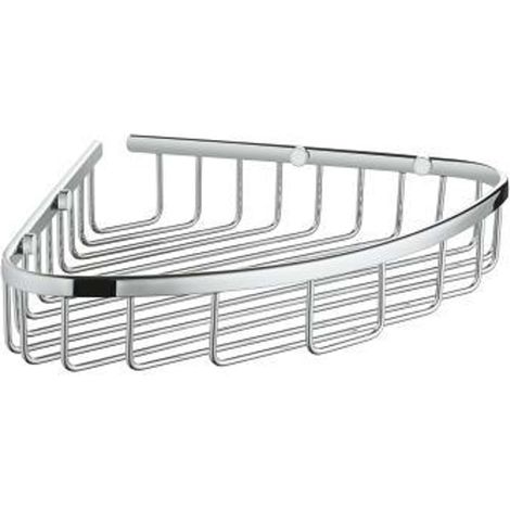 Grohe – Panier d'angle grand en métal chrome – Fixation à vis – Hauteur 5 cm – Solution esthétique pour salle de bain
