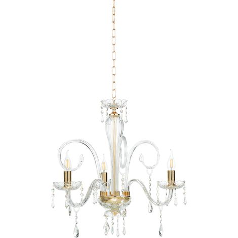 Lampadario a sospensione in cristallo MARIATERESA liscio 3 luci D62 cm (1/2)