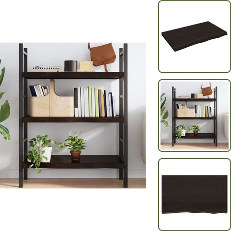Wandregal Dunkelbraun 100x60x(2-6)cm Massivholz Eiche Behandelt - Wandregal - Eichendielen - Holzmöbel - Rustikal - Wohnraum Dekoration (1/5)