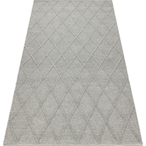 Tappeto in lana TAHAR 99001G grigio - TESSUTO A MANO, rombi, boho grey 120x180 cm