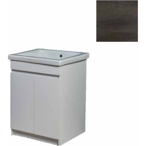 Mobile Lavatoio in Ceramica 2 Ante e Strofinatoio Integrato 60x60x86A cm Olmo Scuro (1/5)