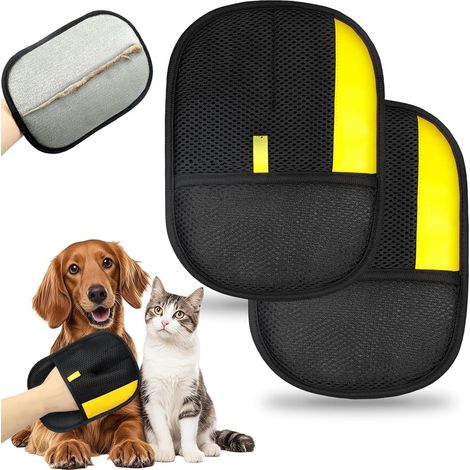 2 Pièces Gant Poil Chat, Double Face Gant Anti Poils Animaux, Gant Électrostatique à Paume Antistatique pour Chats (1/5)