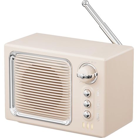 Mini tragbarer Retro-Bluetooth-Lautsprecher mit 5 W Weißrauschen, Freisprechfunktion, HiFi-Musikbox, TF-Kartenunterstützung und FM-Radio für Küche und Schlafzimmer (beige)