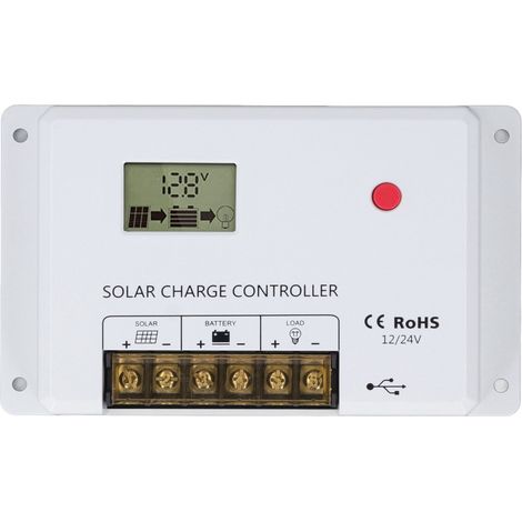 Régulateur de charge solaire PWM 30A 12V/24V avec écran LCD pour batteries lithium, gel, scellées et ouvertes (1/5)