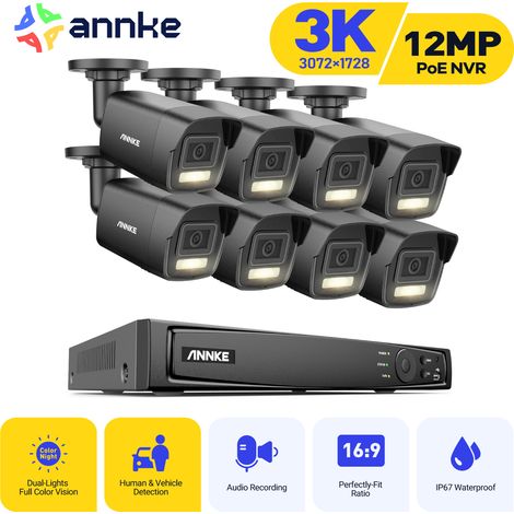 ANNKE Kit de Vidéosurveillance Smart Dual Light avec 8 Caméras 5MP Vision Nocturne Alarme E-Mail Kit Caméra de Surveillance Exterieure APP/PC à Distance