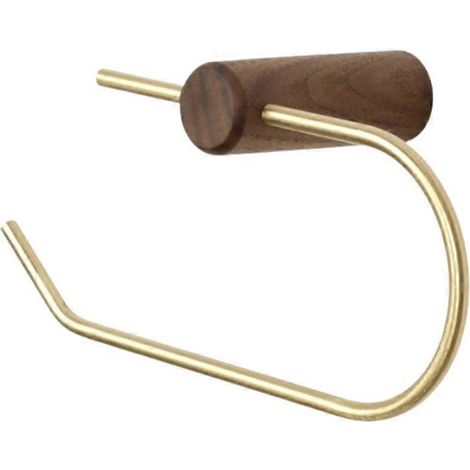 Porta fazzoletti in legno, porta carta igienica in ottone, accessori per il bagno, porta carta igienica, mensola, noce nero e oro (LGL) (1/5)
