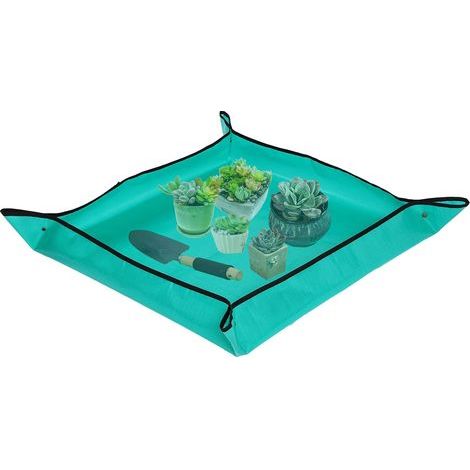 Tapis de rempotage de Plantes,Tapis de Jardinage PE Pliable Imperméable Tapis de Rempotage pour Semis d'intérieur Tapis de Plantation Succulente (100x100cm, Vert) (1/5)