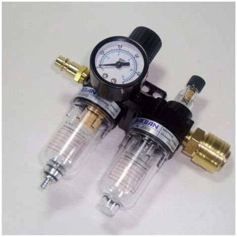 Filtre et régulateur de compresseur,Filtre régulateur 1 / 4 régulateur de pression d'air, séparateur huile - eau, outil pneumatique, régulateur filtre à deux raccords (1/4)