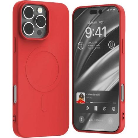 Funda Mercury MagSafe de silicona semipermanente para iPhone 16 Pro Max de 6,9 pulgadas, color rojo.