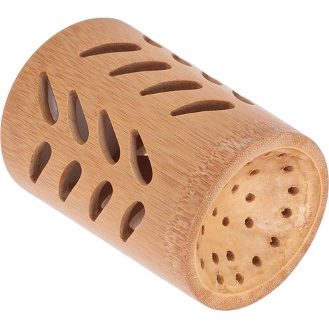 Pot de stockage polyvalent en forme de tasse support pour brosse à dents en bambou à égouttement pour pinceaux maquillage (1/5)