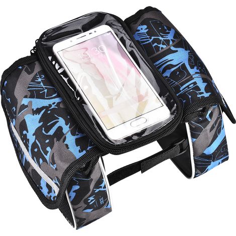 Sacoche de guidon vélo étanche, pochette tactile pour téléphone, accessoire vélo (Bleu) (1/5)