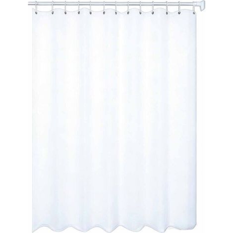 Rideau de douche anti-moisissures, 180 x 240 cm, blanc, avec crochets, tissu PEVA imperméable, lavable en machine.
