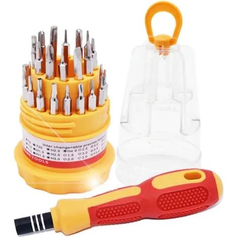 Set de Tournevis 31en1 / 1 Tournevis avec un Ensemble de 30 embouts Magnétiques et sa Boîte de Rangement Ergonomique - Embouts CROISÉS, PLATS, TORX, SPECIAUX, ALLEN (1/4)