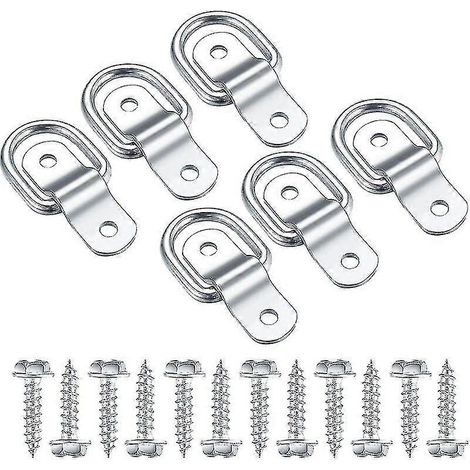 Anneaux en D, crochet d'arrimage en acier inoxydable, anneau de montage d'arrimage, sangle d'arrimage 6 pièces et 12 vis pour remorque de voiture, wo [jkw] (1/5)