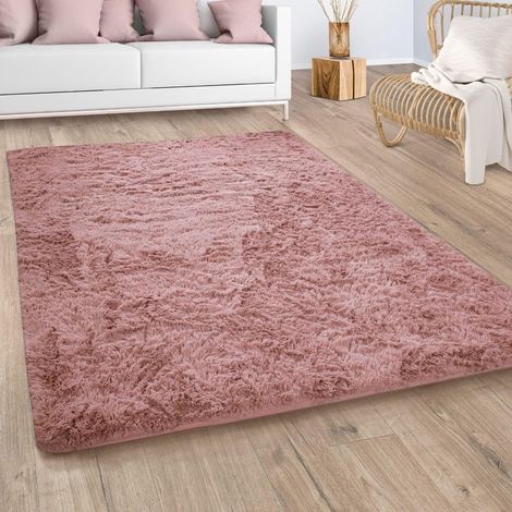 Paco Home Alfombra Salón Pelo Largo Shaggy Piel Sintética Mullida Marron PinkRosa 160x220 cm (1/5)